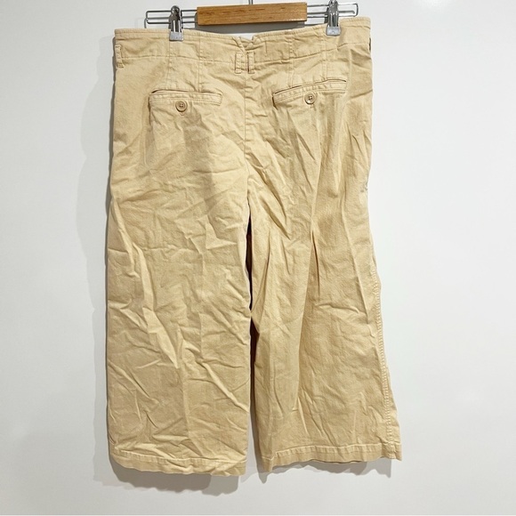 Anthropologie Maeve Remi Wide Leg Cropped Pleated Chino Pants Khaki Tan - Picture 4 of 9